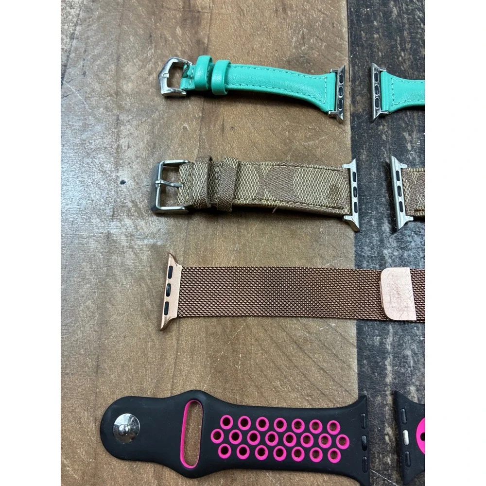 Apple Watch Band Lot 4pc Coach Signature Teal Leather Rose Gold Mesh Sport Band